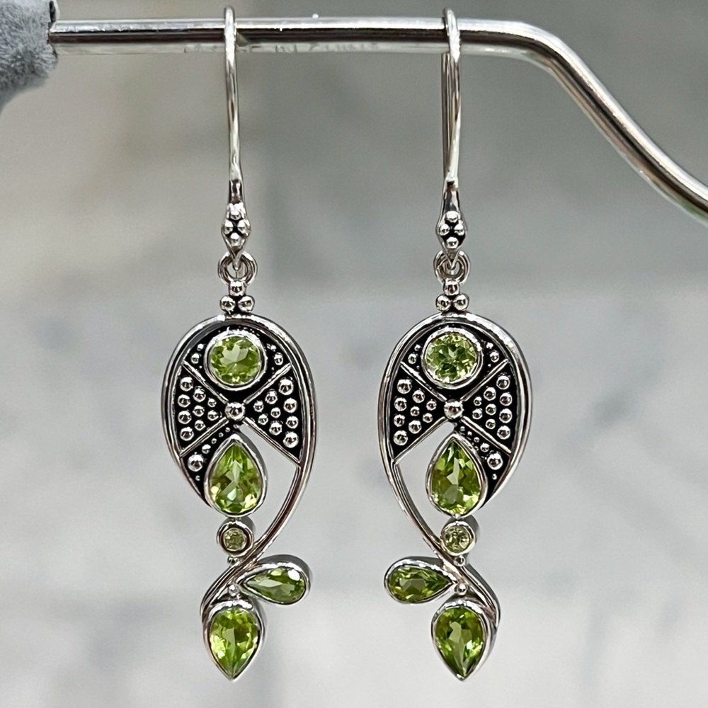 SAJEN Sterling Silver Peridot Dangle Earrings